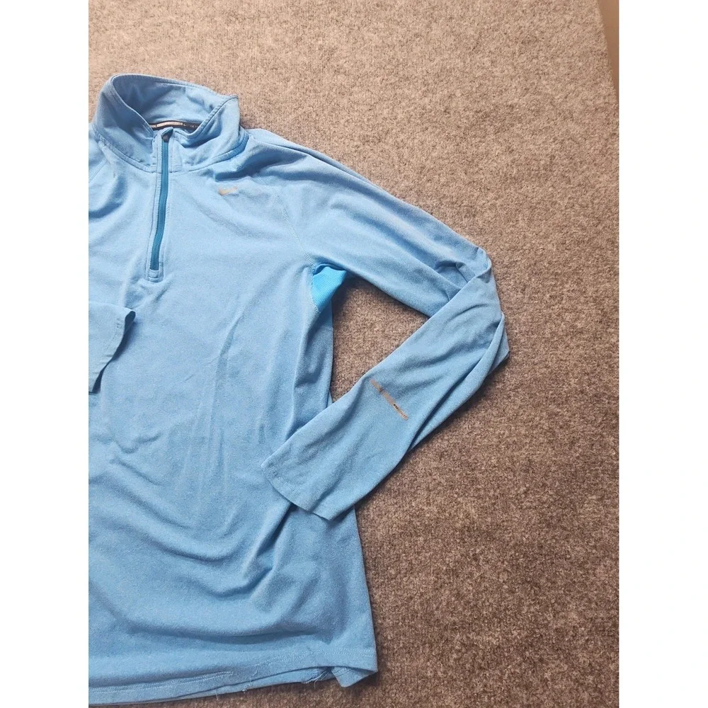 Nike Dri-FIT Running Pullover Womens Small Blue 1/4 Zip Shirt